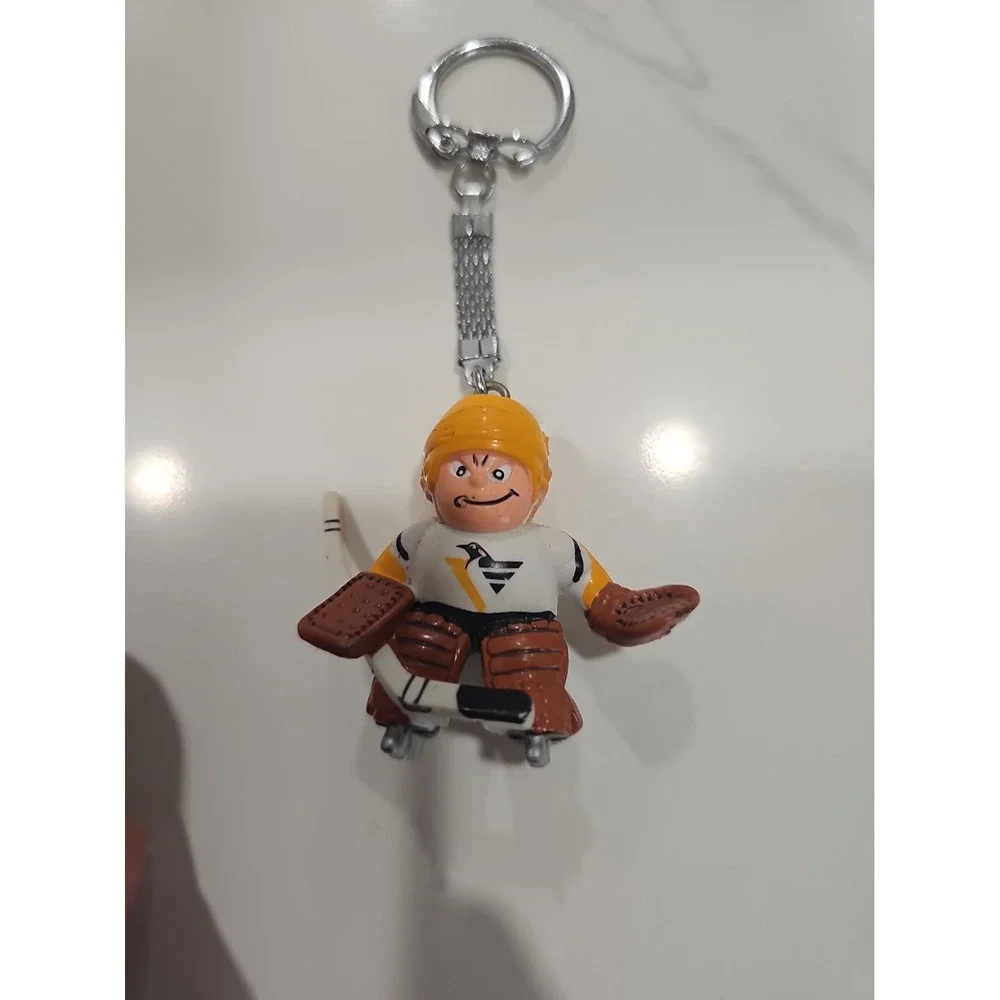 NHL Lil Sports Brats Pittsburgh Penguins Mini Figure Hockey Goalie Keychain Vtg